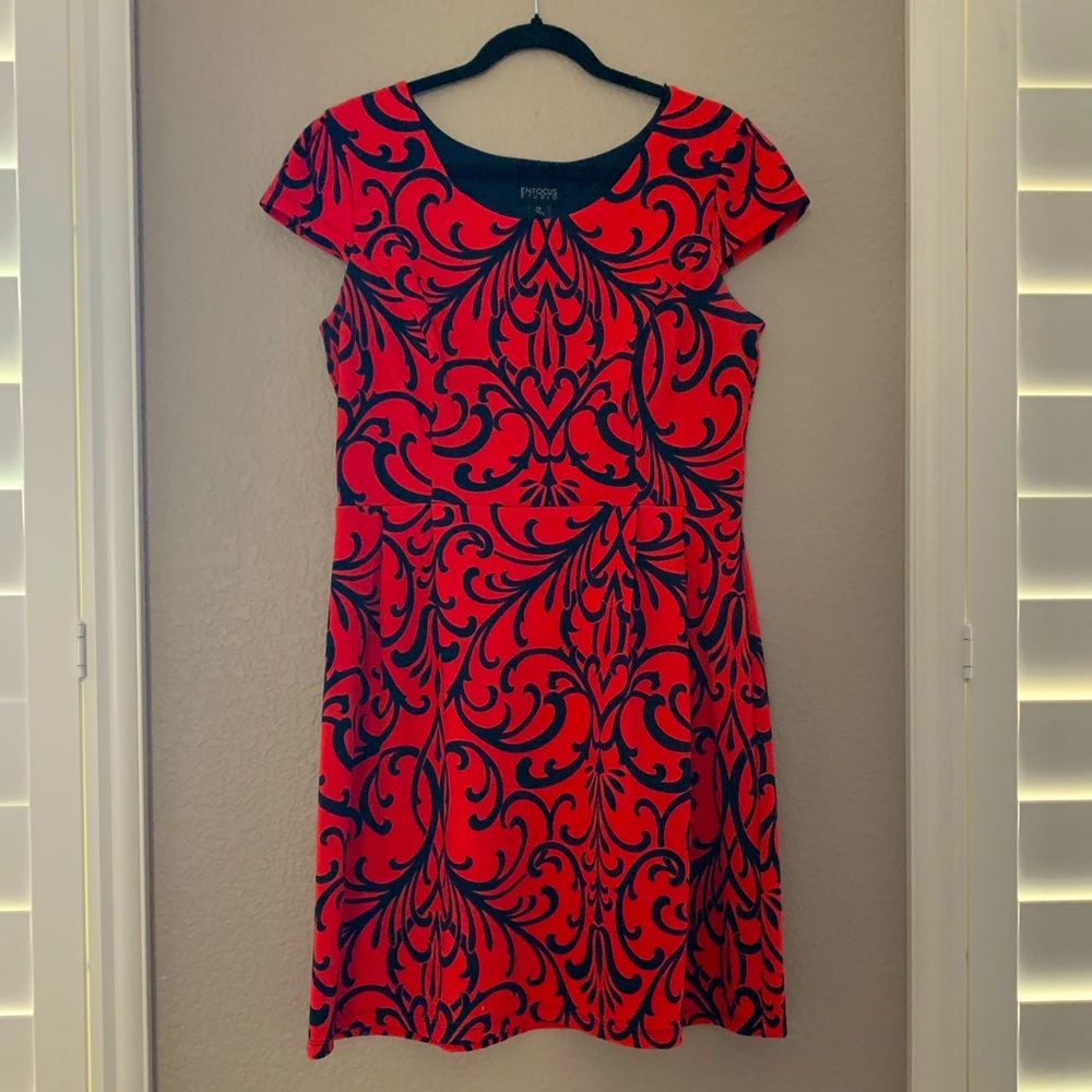 Red and Navy Midi dress